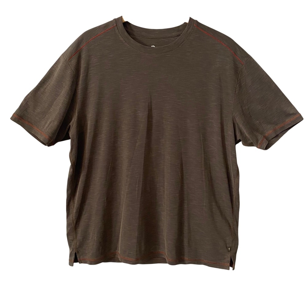 Tommy‎ Bahama Mens XL Brown Tencel Blend Slub Crew Neck T-Shirt Lightweight